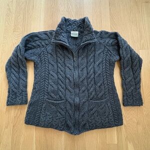 Shannon Women’s Gray Super Soft Wool .Cardigan w Full Zipper / Pockets / S